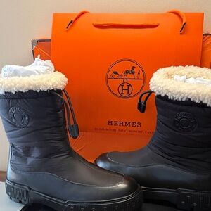Hermes Black and Cream Men's Boots